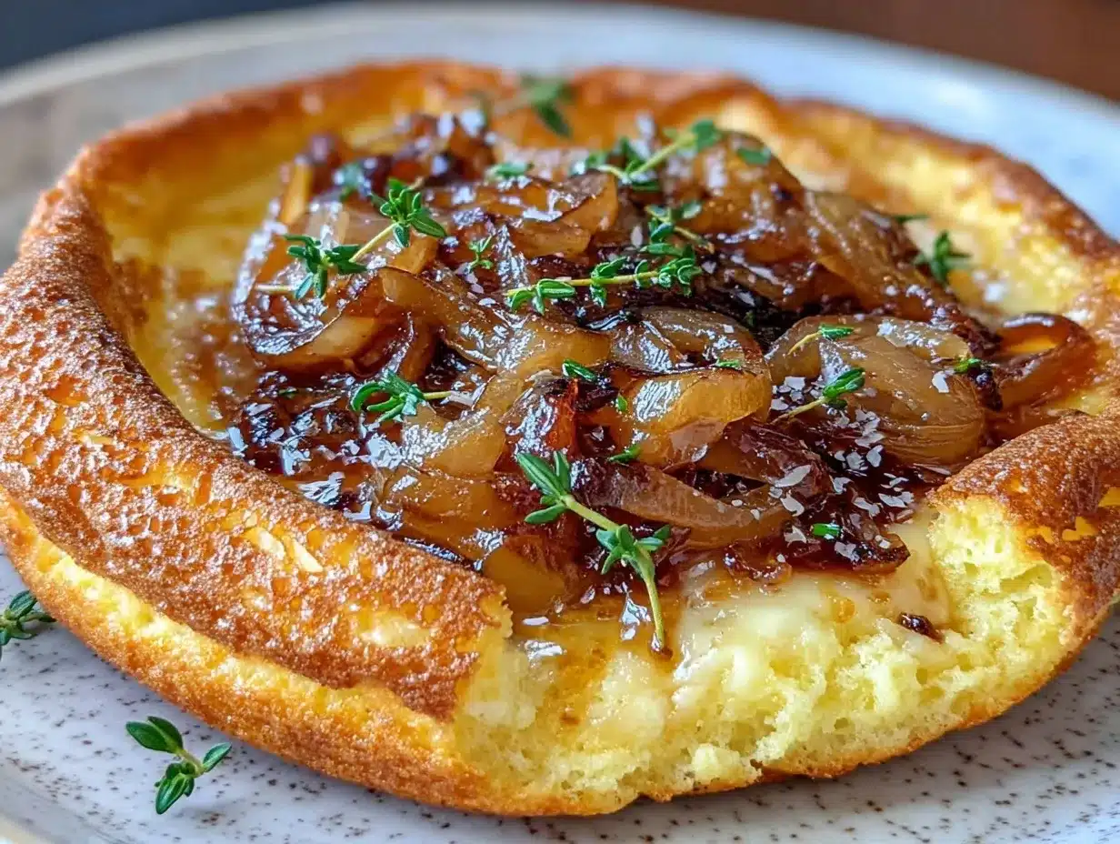 Crispy Gruyere and Caramelized Onion Dutch Baby Pancake preparation steps