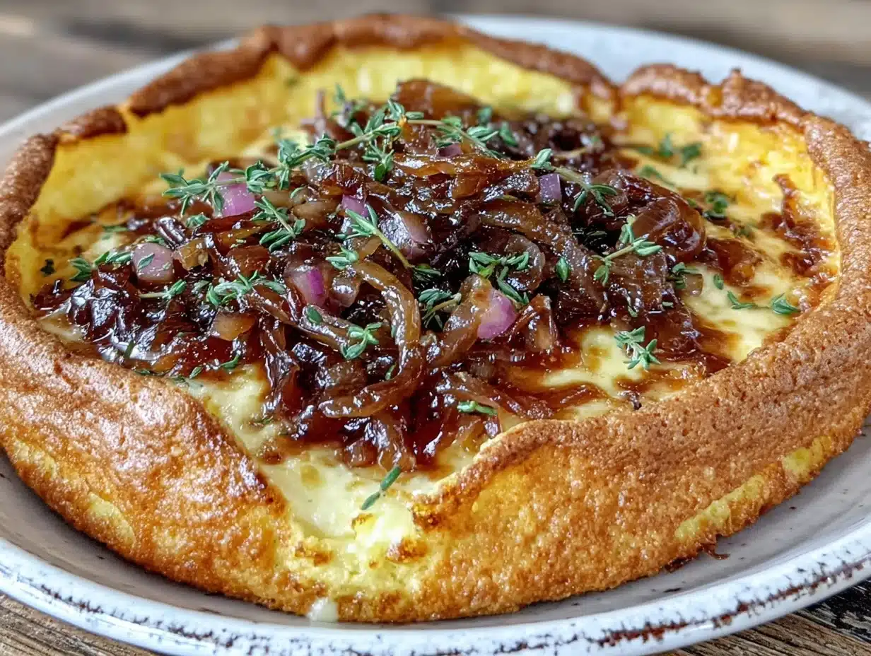 Crispy Gruyere and Caramelized Onion Dutch Baby Pancake - featured image