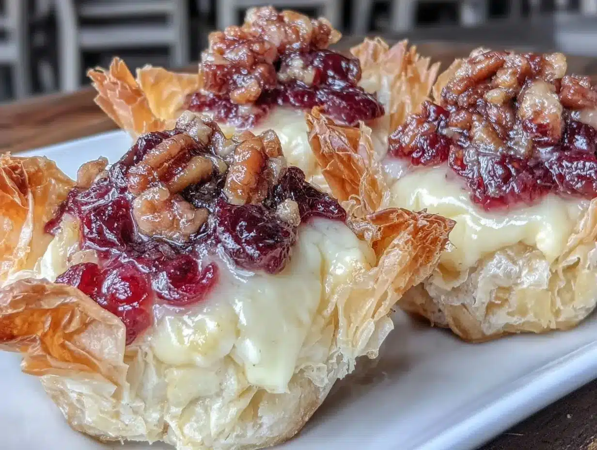 crispy phyllo cups with brie cranberry candied pecans preparation steps
