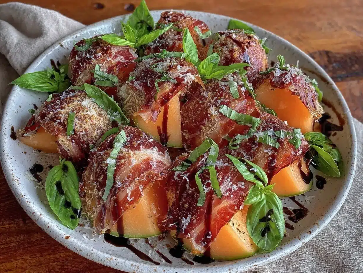 fresh prosciutto wrapped melon preparation steps