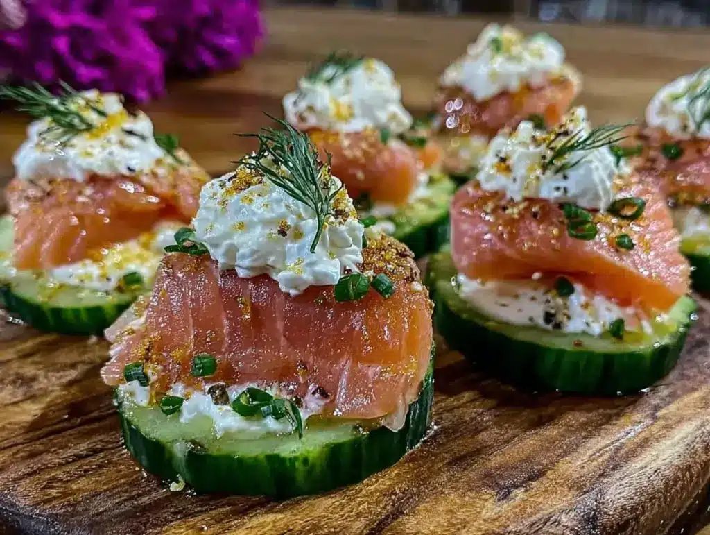 fresh smoked salmon cucumber rounds - featured image