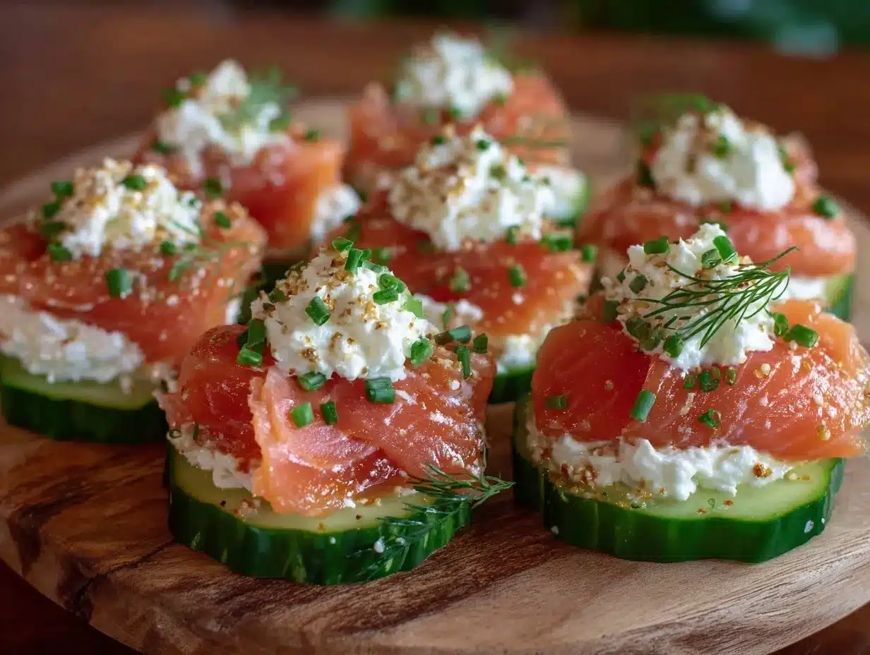 fresh smoked salmon cucumber rounds preparation steps