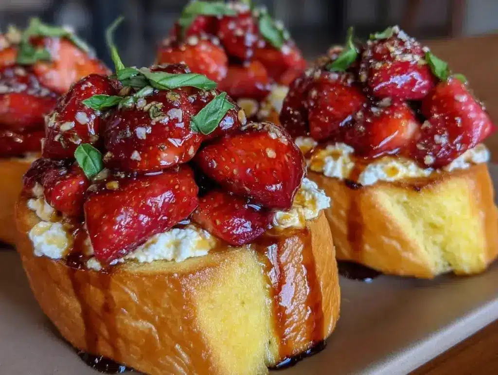fresh strawberry balsamic bruschetta - featured image