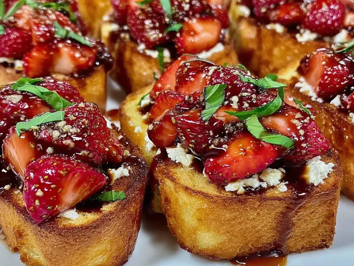fresh strawberry balsamic bruschetta preparation steps
