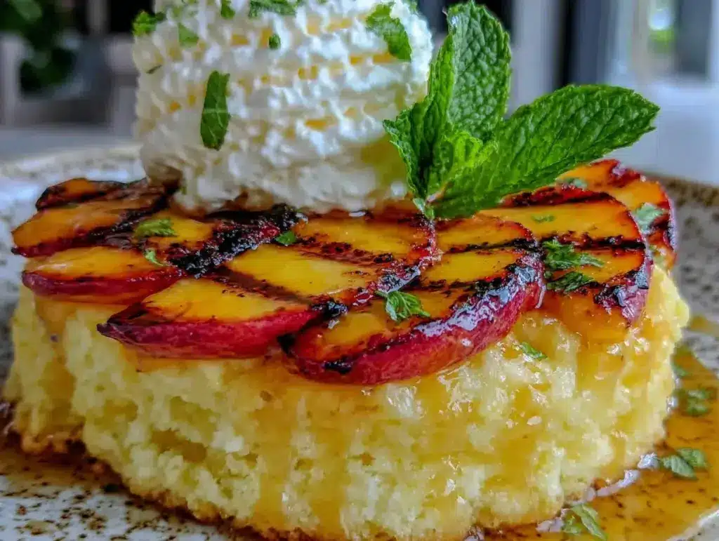 grilled peach shortcake - featured image