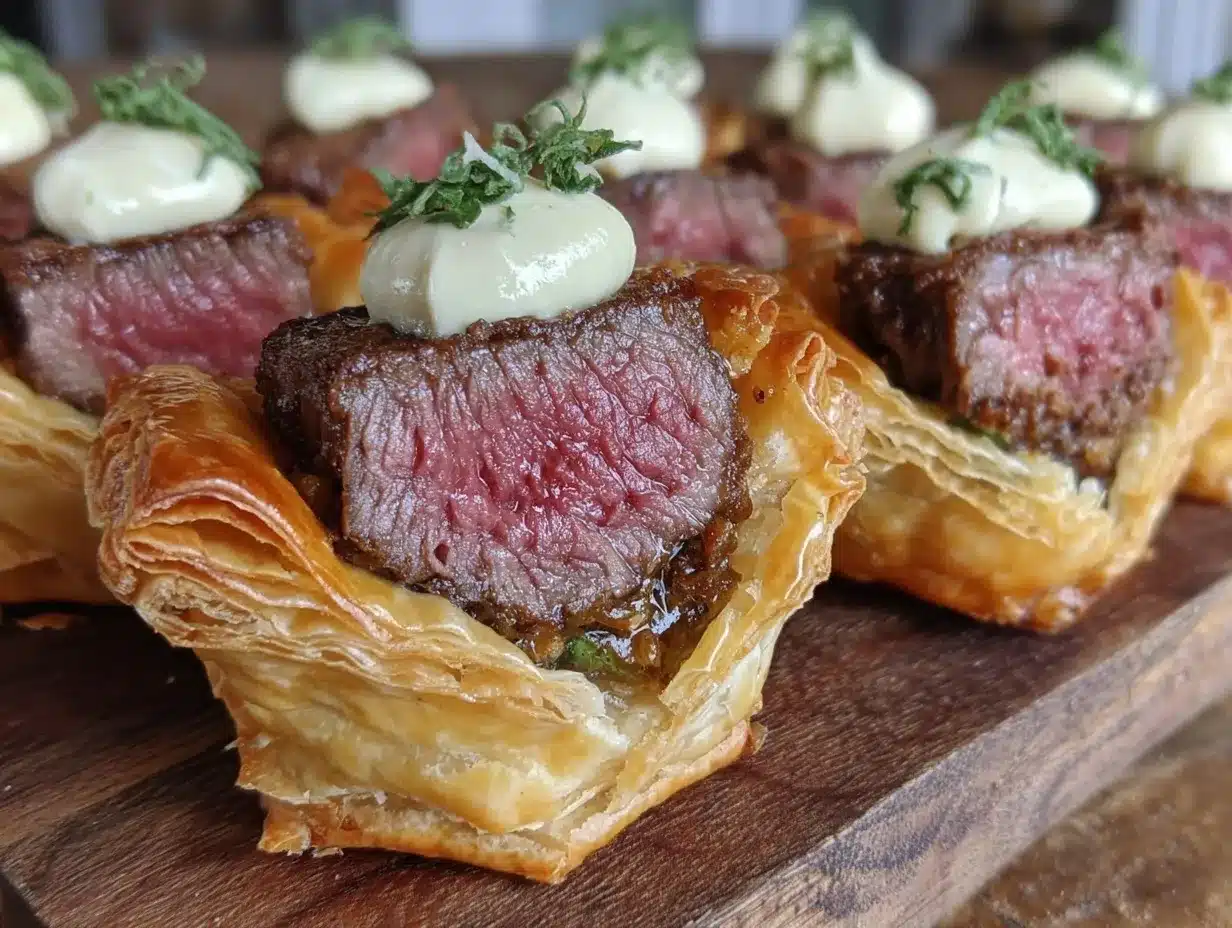 heart-shaped beef Wellington bites preparation steps