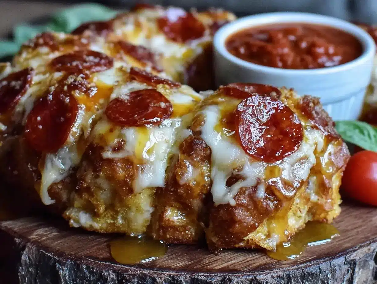 hot honey pepperoni pizza pull-apart bread preparation steps