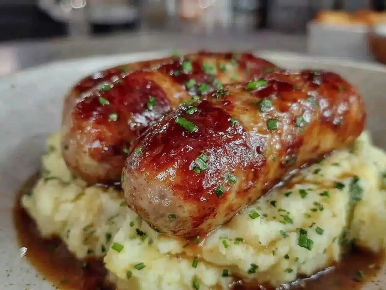 Irish bangers and creamy colcannon mash preparation steps