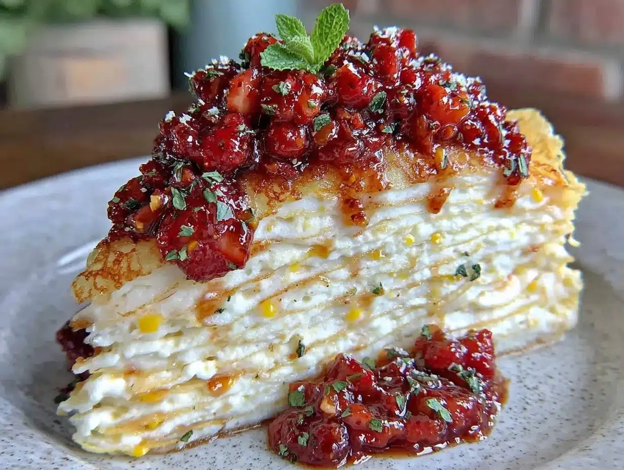 lemon curd stuffed crepe cake preparation steps