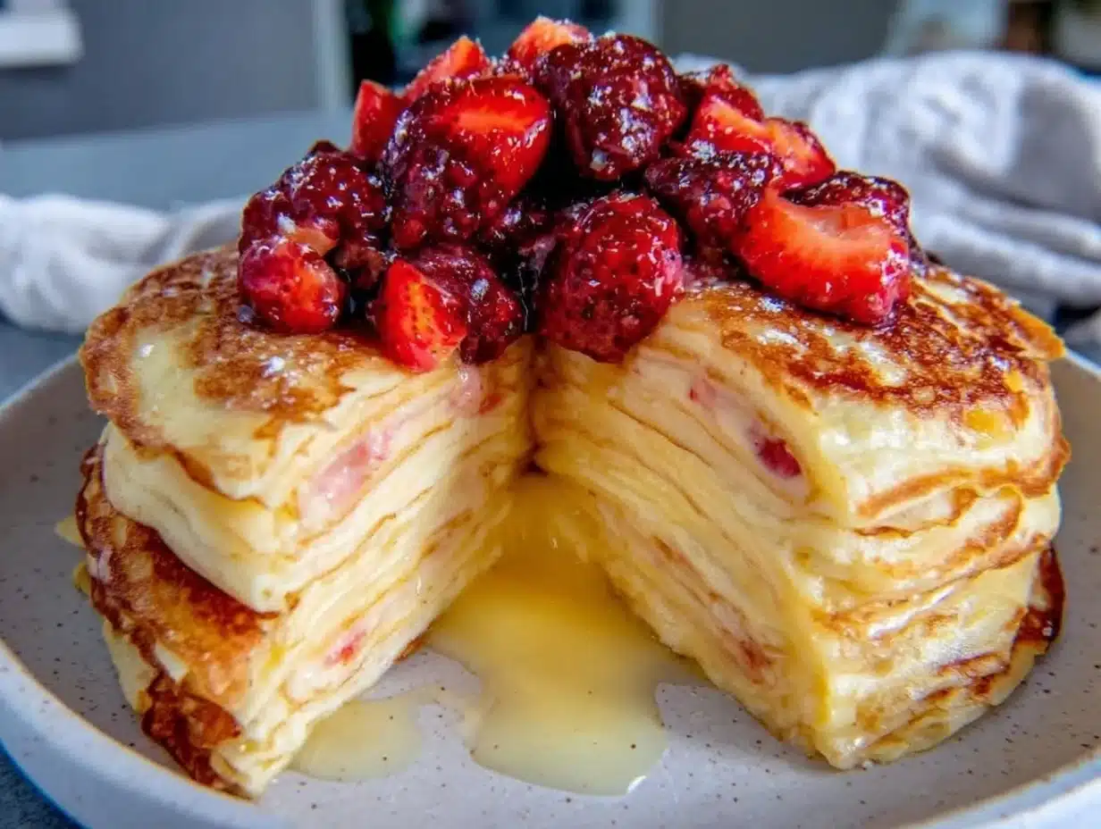 lemon curd stuffed crepe cake - featured image
