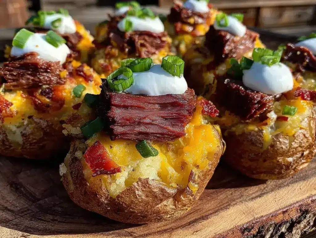 savory loaded twice baked potatoes - featured image