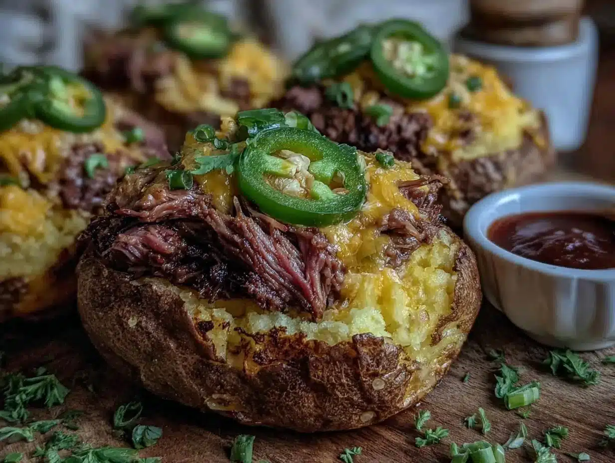 smoked brisket stuffed baked potatoes preparation steps