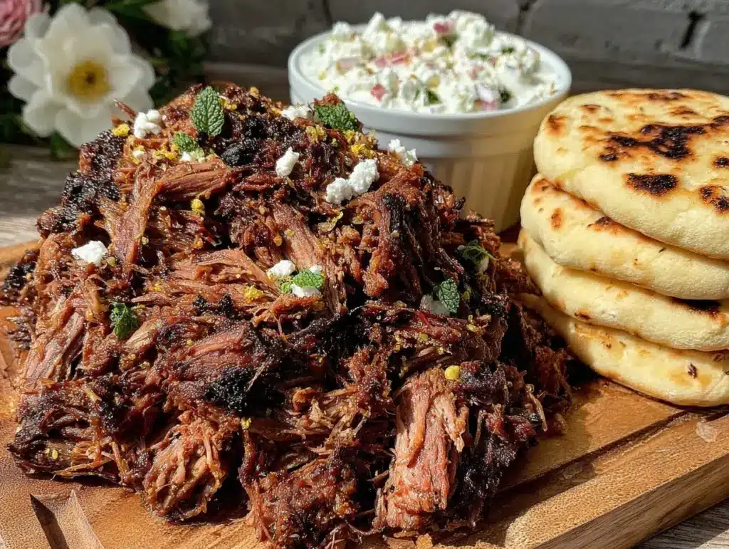 smoked pulled lamb shoulder - featured image