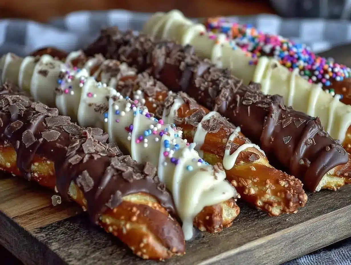 chocolate dipped lightsaber pretzel rods preparation steps