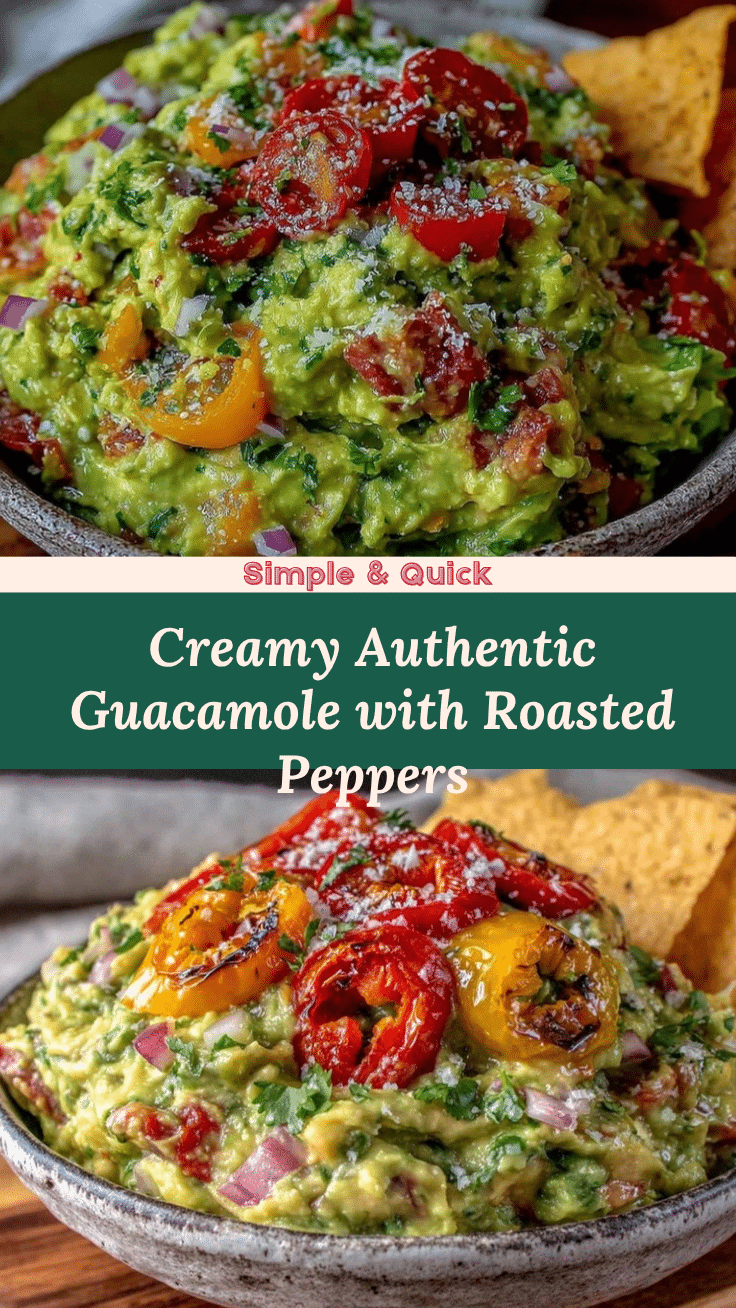 creamy authentic guacamole with roasted peppers recipe