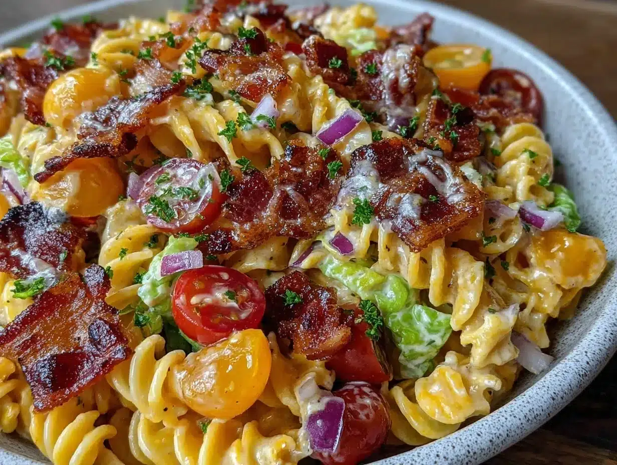creamy BLT pasta salad preparation steps