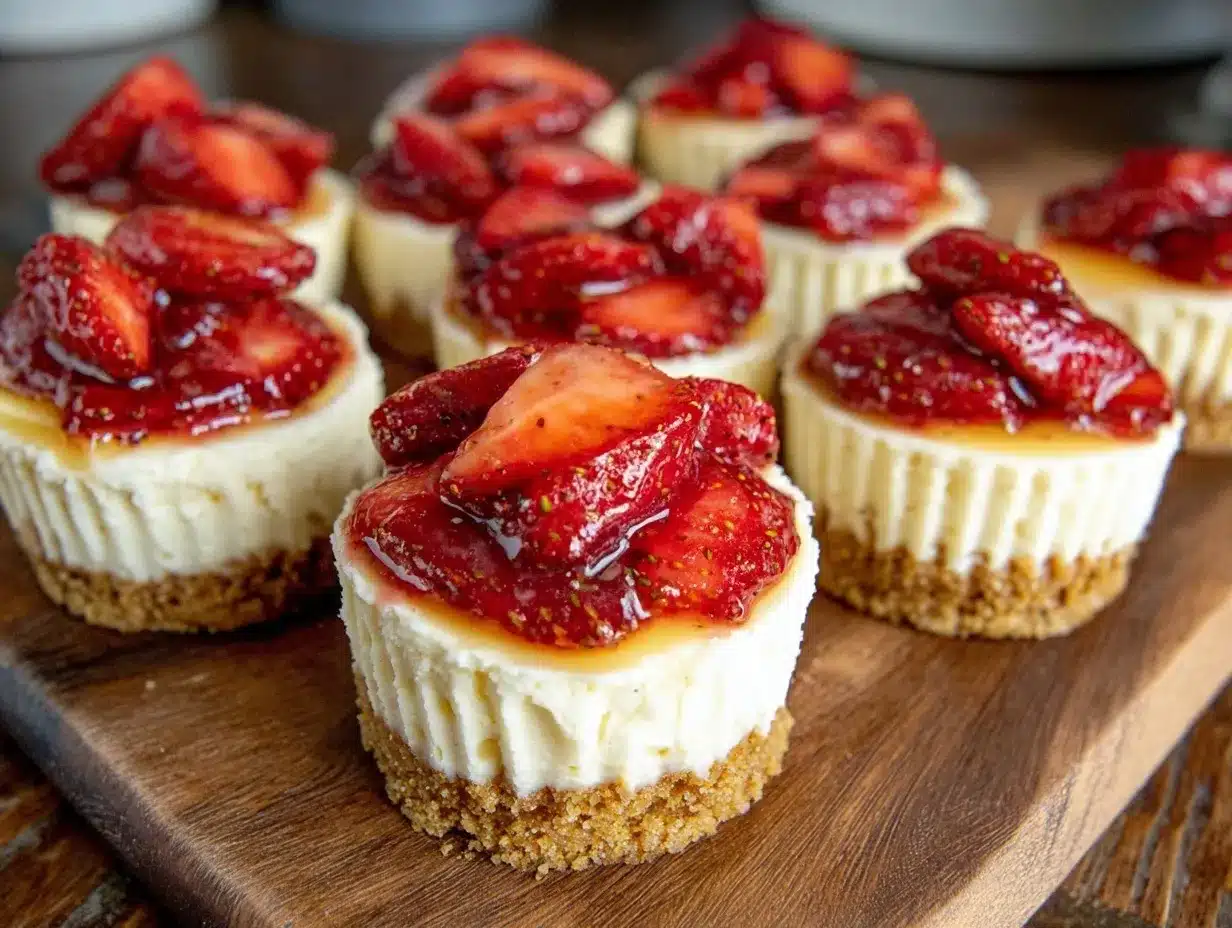 Creamy Mini Strawberry Cheesecakes preparation steps