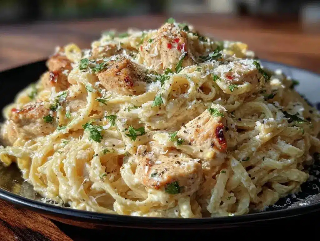 creamy one pot chicken Alfredo pasta - featured image