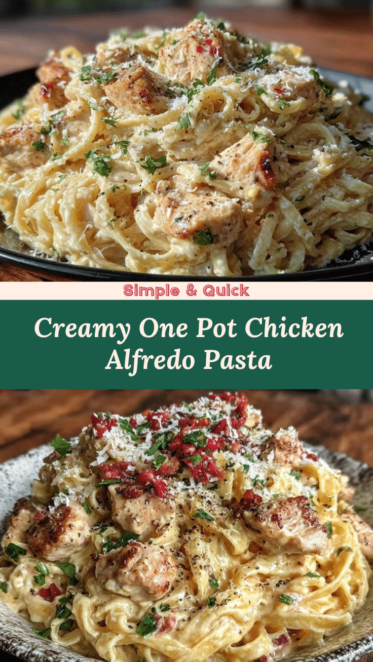 creamy one pot chicken Alfredo pasta recipe