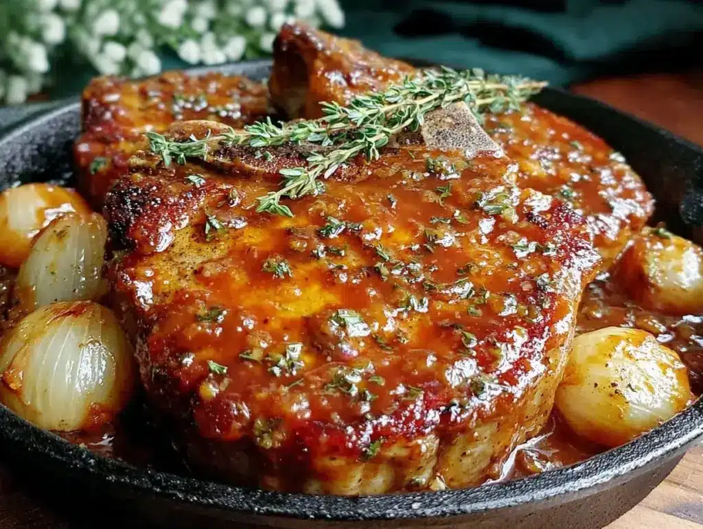 crispy brown sugar glazed pork chops - featured image