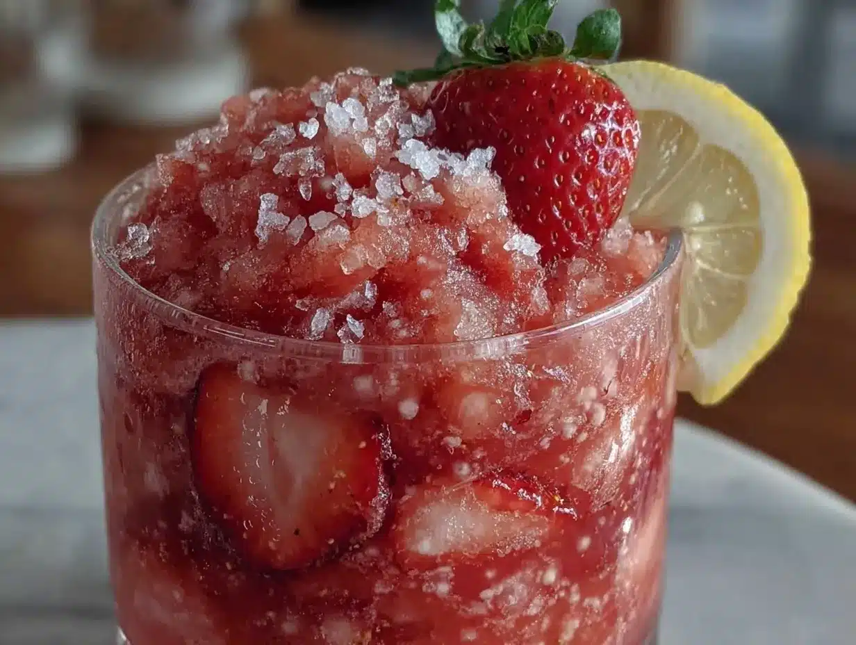 frozen strawberry lemonade slushie preparation steps