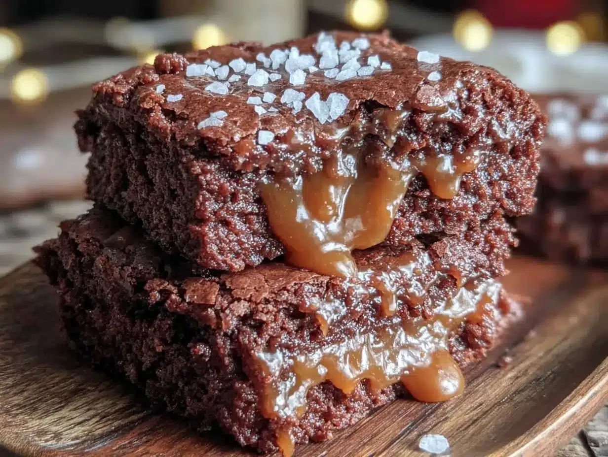 fudgy salted caramel brownies preparation steps