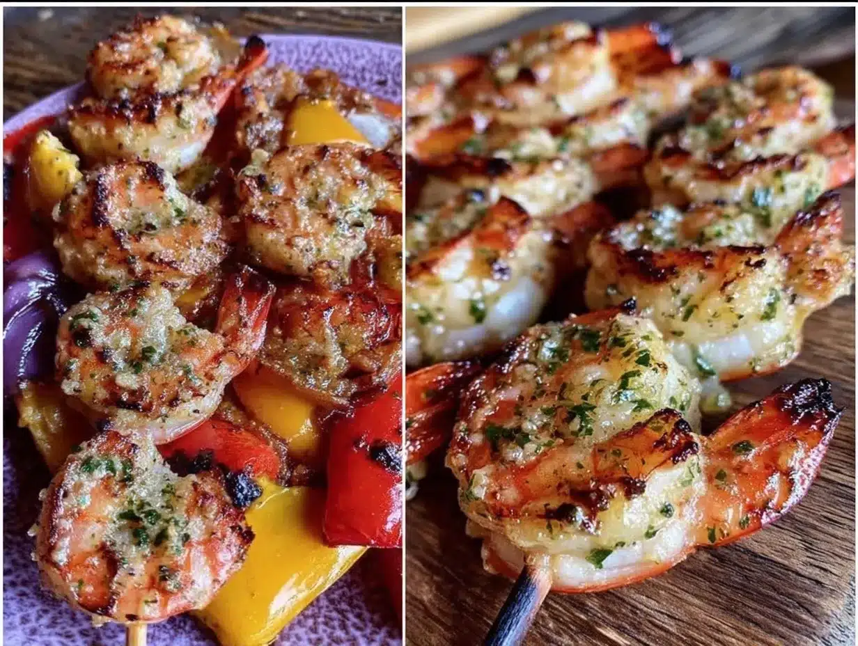 garlic butter grilled shrimp kabobs preparation steps
