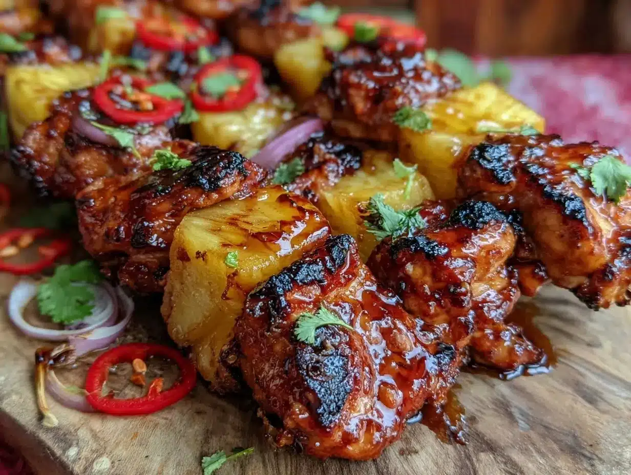 grilled pineapple teriyaki chicken skewers preparation steps