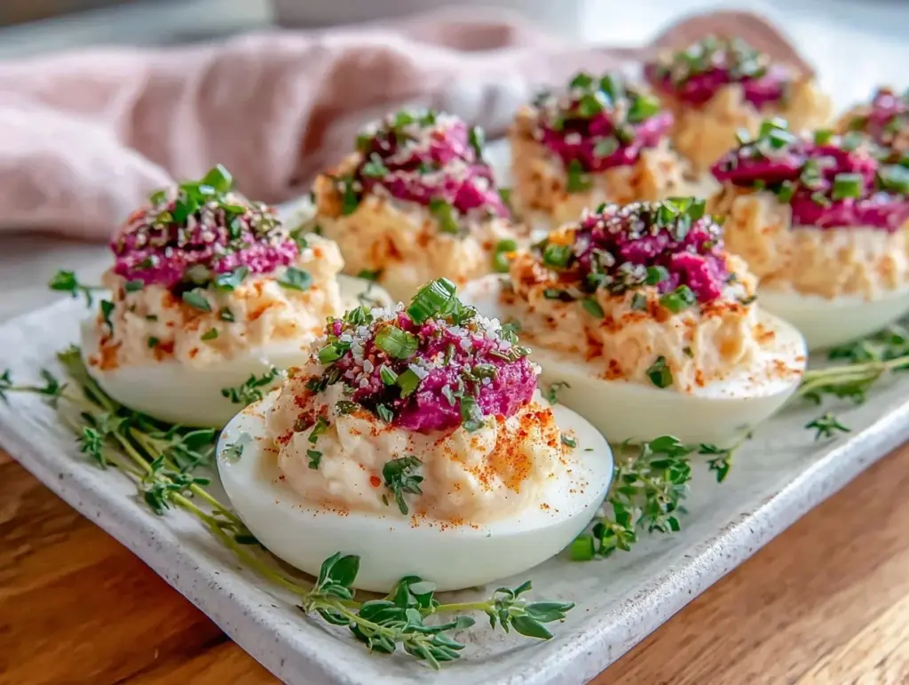 pickled beet deviled eggs - featured image