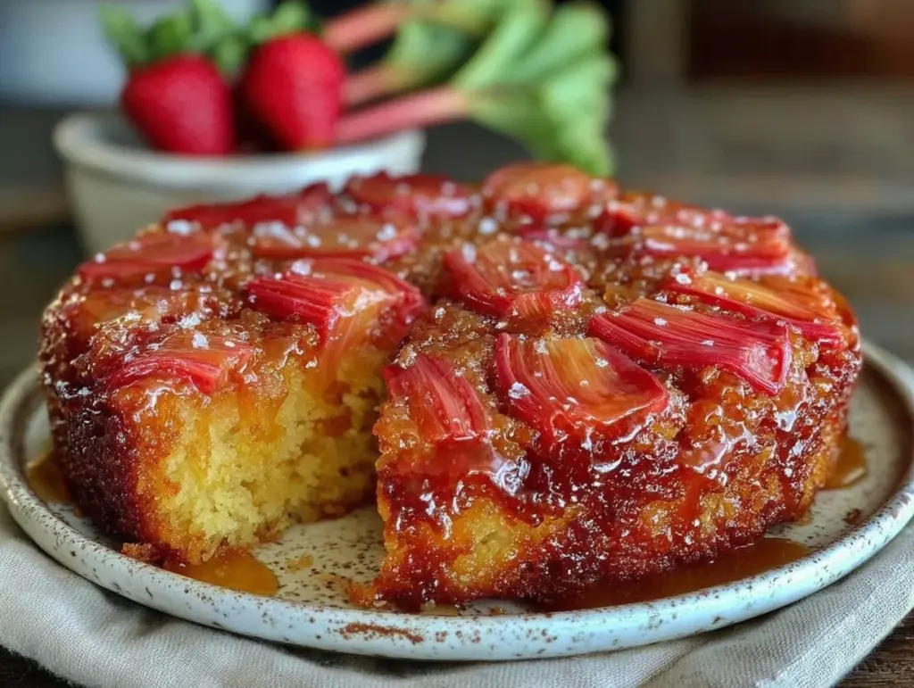 rhubarb upside down cake - featured image