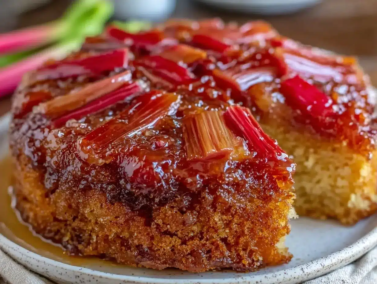rhubarb upside down cake preparation steps