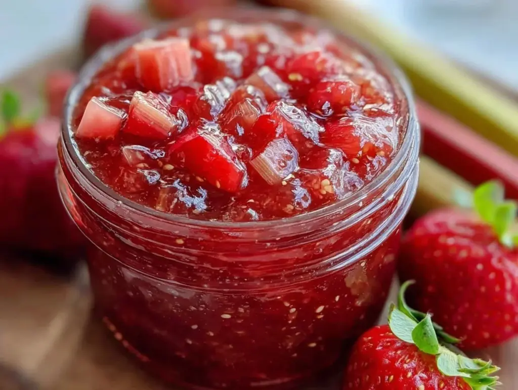 small batch strawberry rhubarb jam - featured image