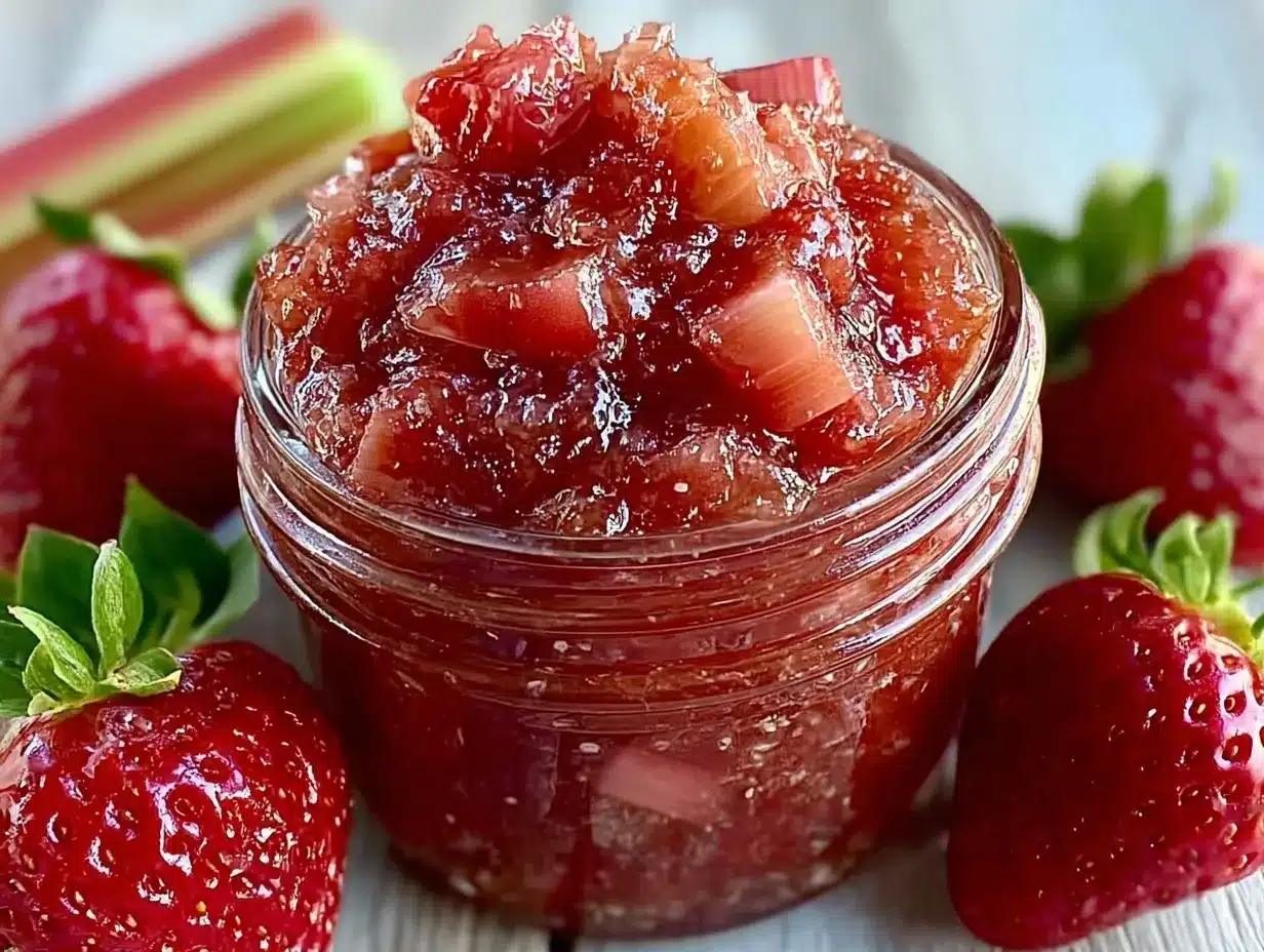 small batch strawberry rhubarb jam preparation steps