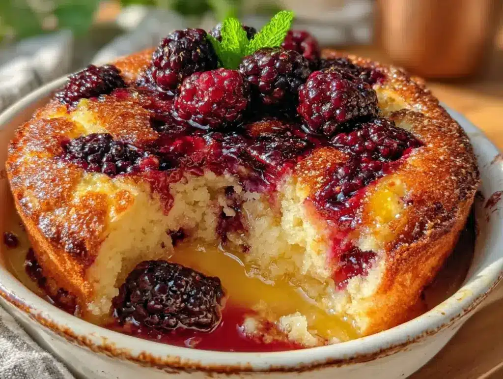 blackberry lemon pudding cake - featured image