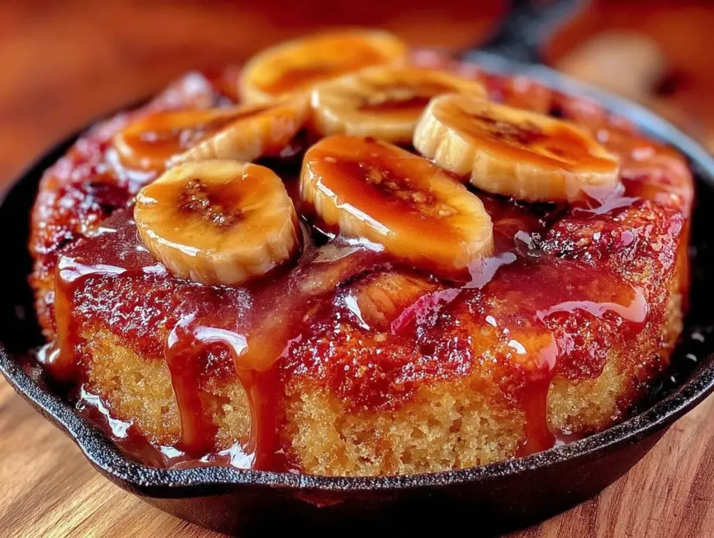 brown butter banana foster skillet cake - featured image