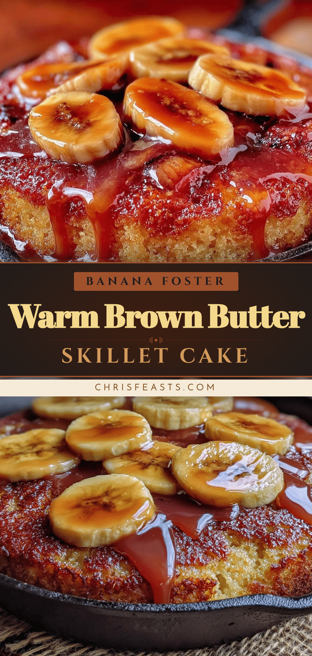 brown butter banana foster skillet cake recipe