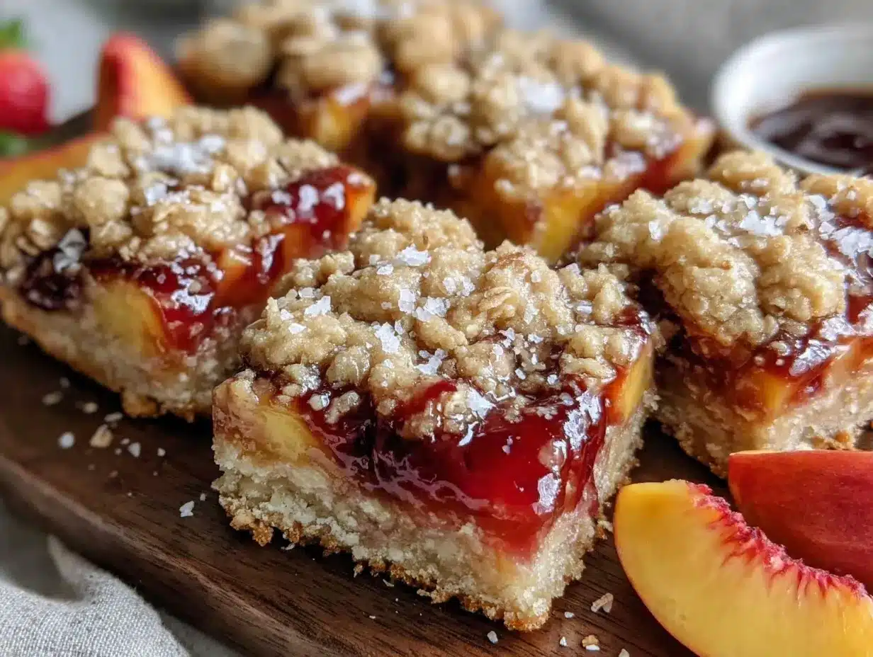 buttery peach raspberry jam crumble bars preparation steps