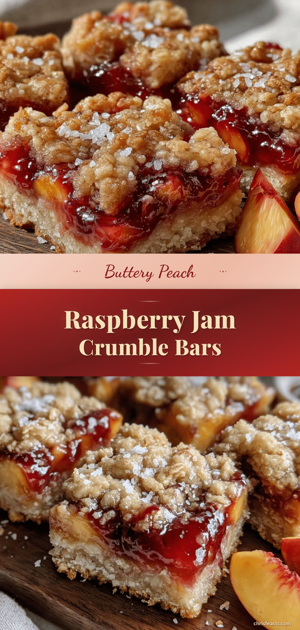 buttery peach raspberry jam crumble bars recipe