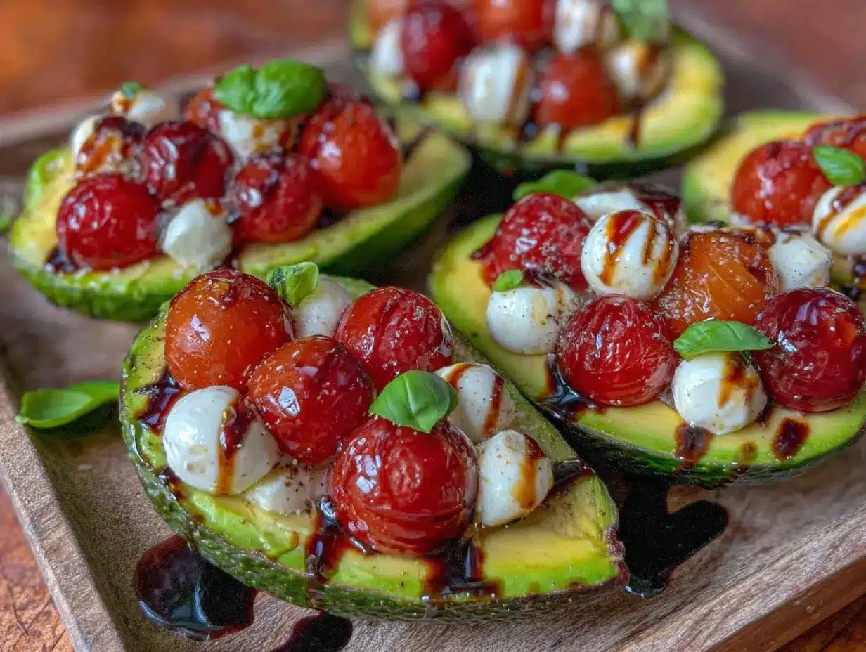Caprese stuffed avocado boats preparation steps