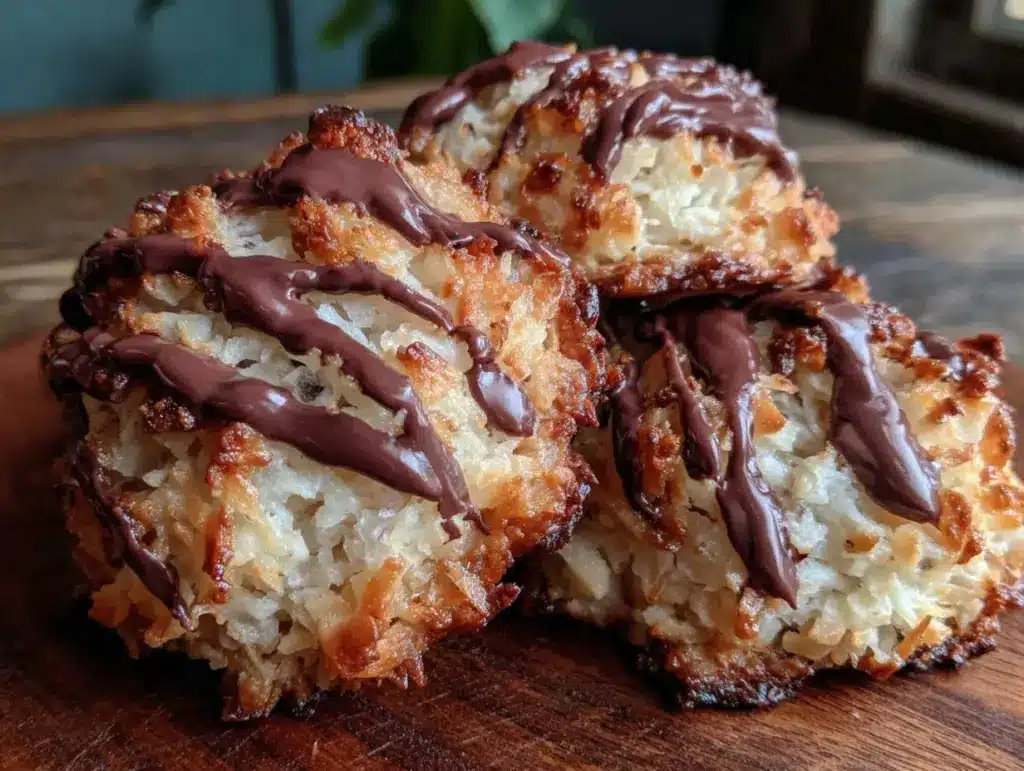 chewy condensed milk coconut macaroons - featured image