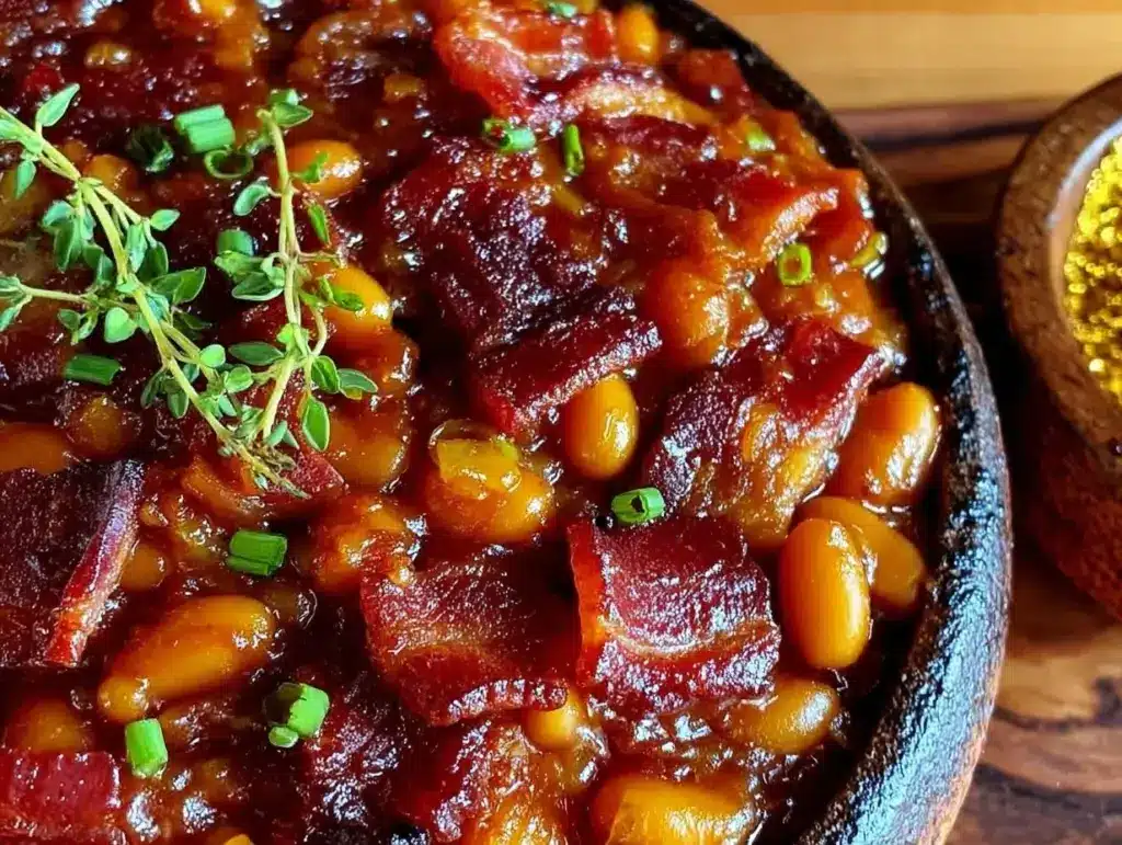 cozy baked beans with brown sugar bacon - featured image