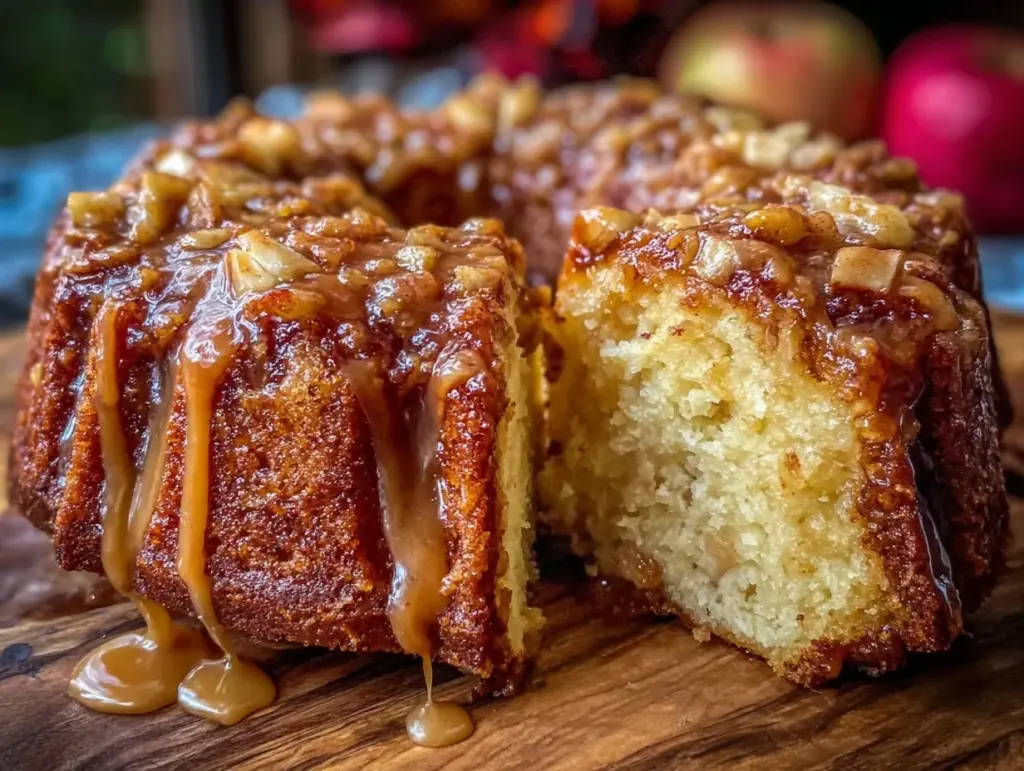 cozy spiced caramel apple bundt cake - featured image