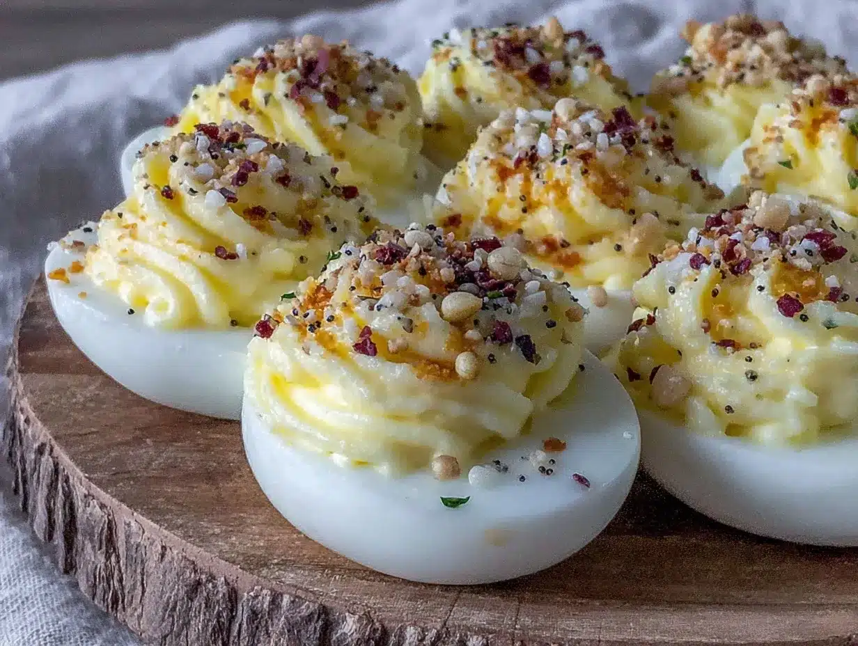 creamy everything bagel deviled eggs preparation steps