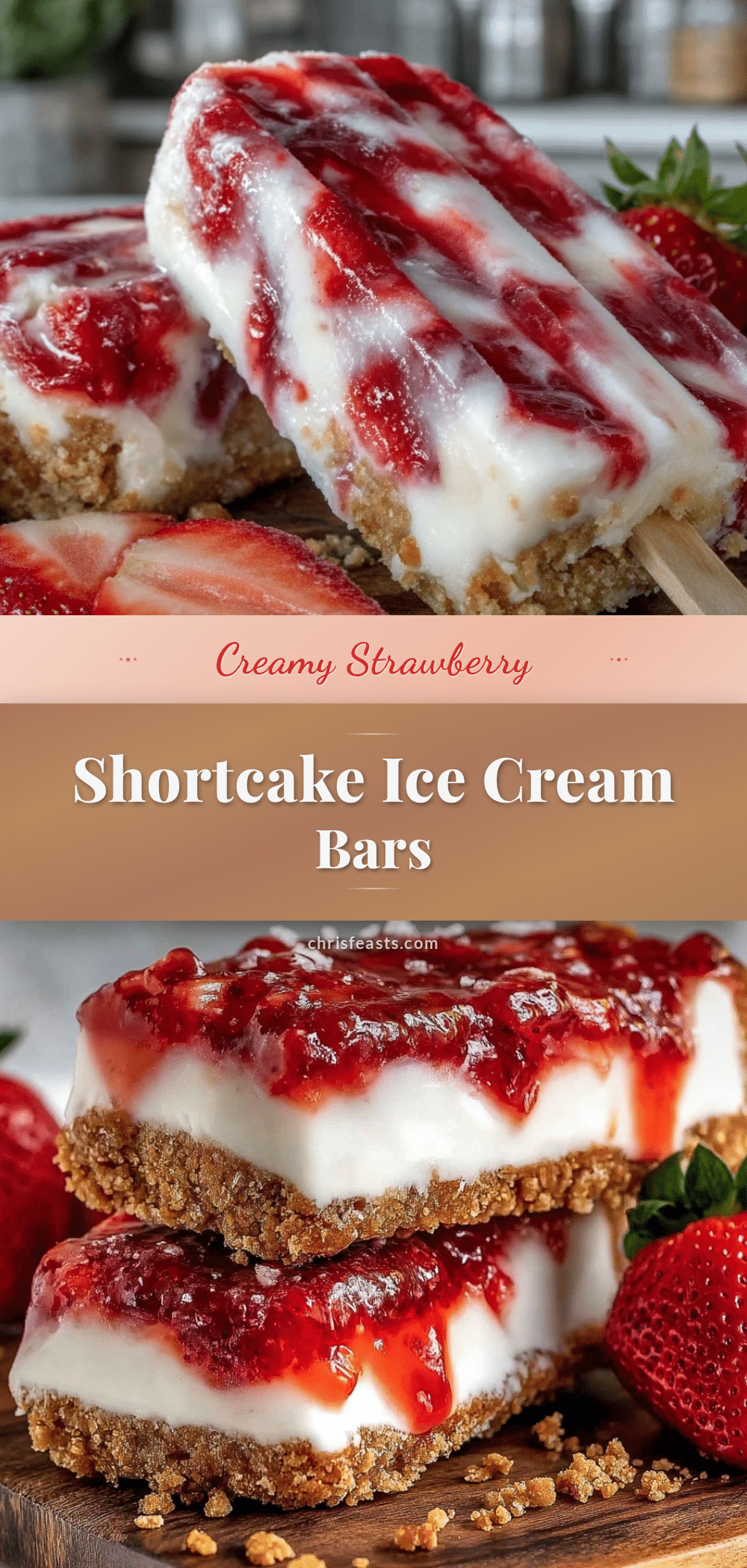creamy strawberry shortcake ice cream bars recipe