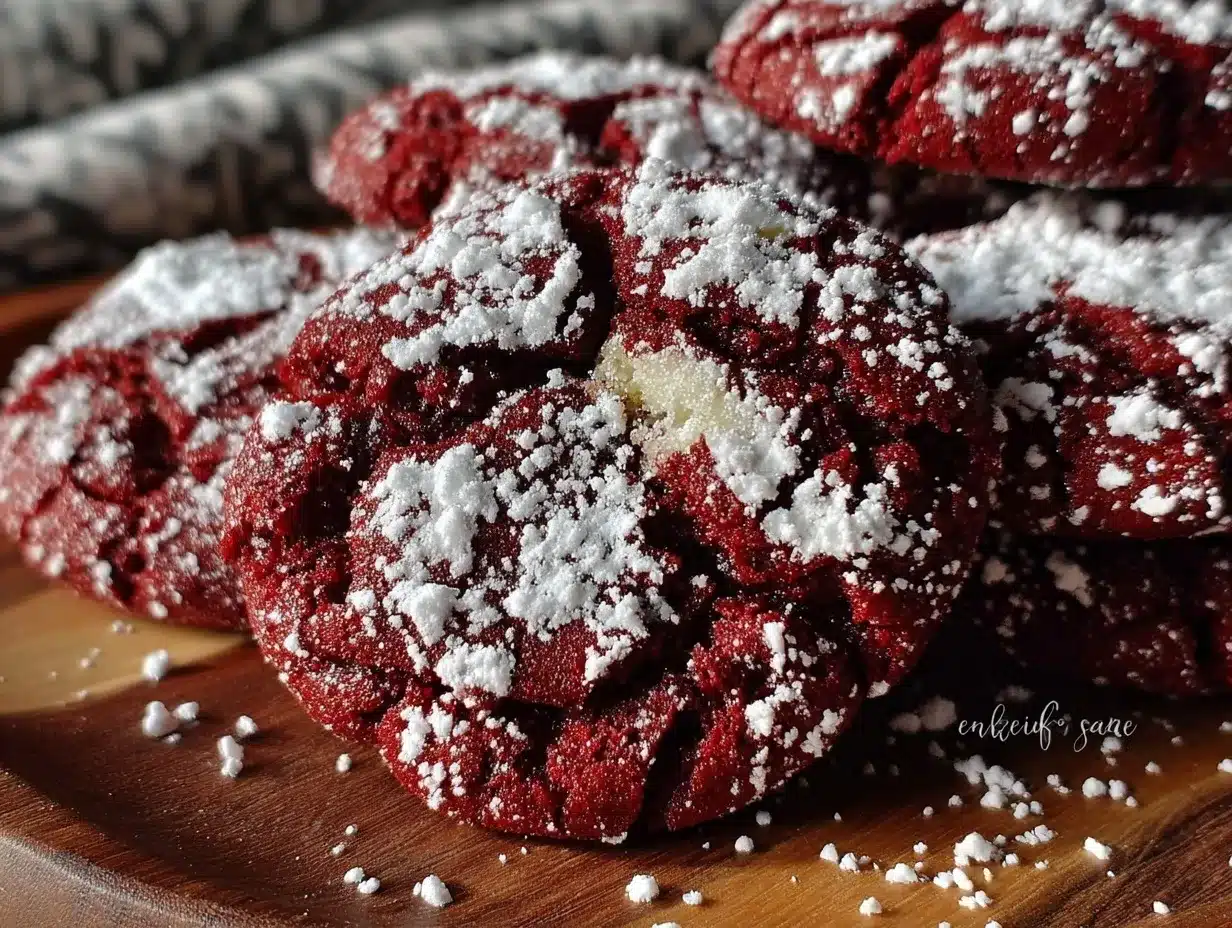 crispy firecracker red velvet crinkle cookies preparation steps