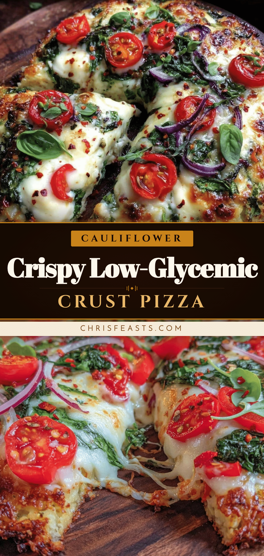 crispy low-glycemic cauliflower crust pizza recipe