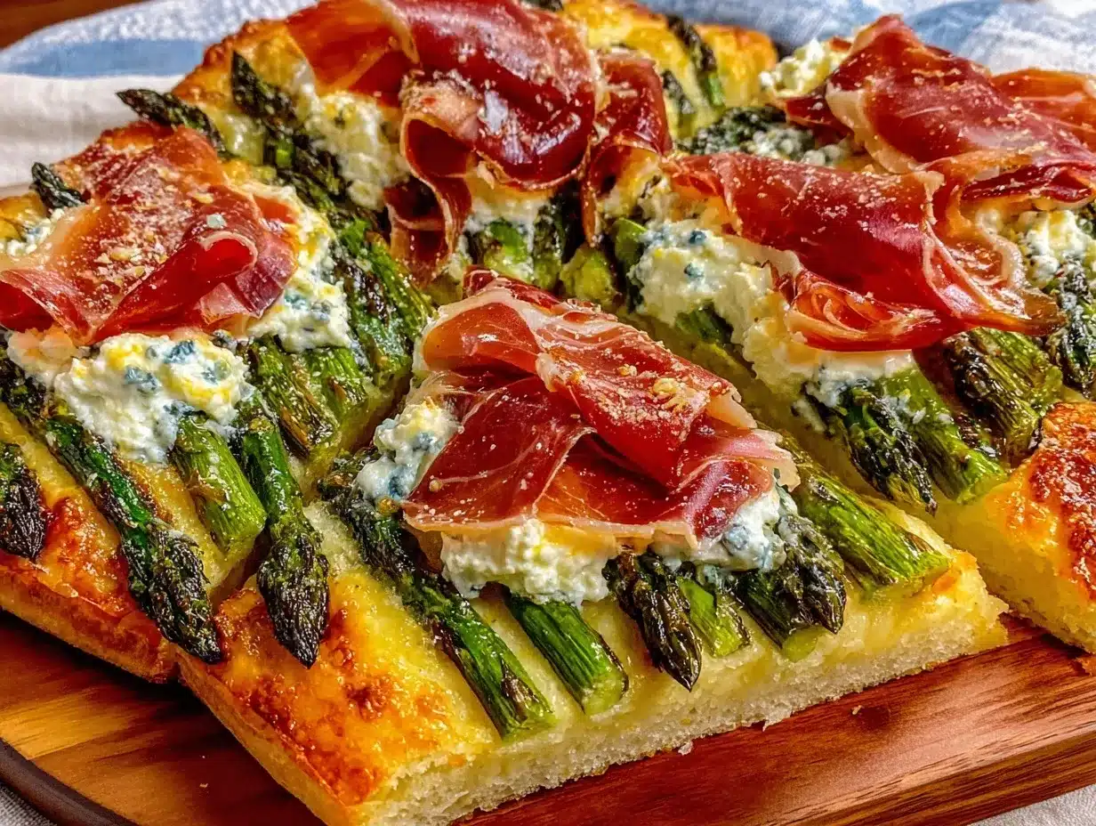 crispy roasted asparagus and prosciutto flatbread preparation steps