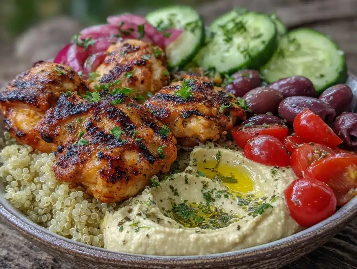 Easy Greek Chicken Quinoa Meal Prep Bowls preparation steps