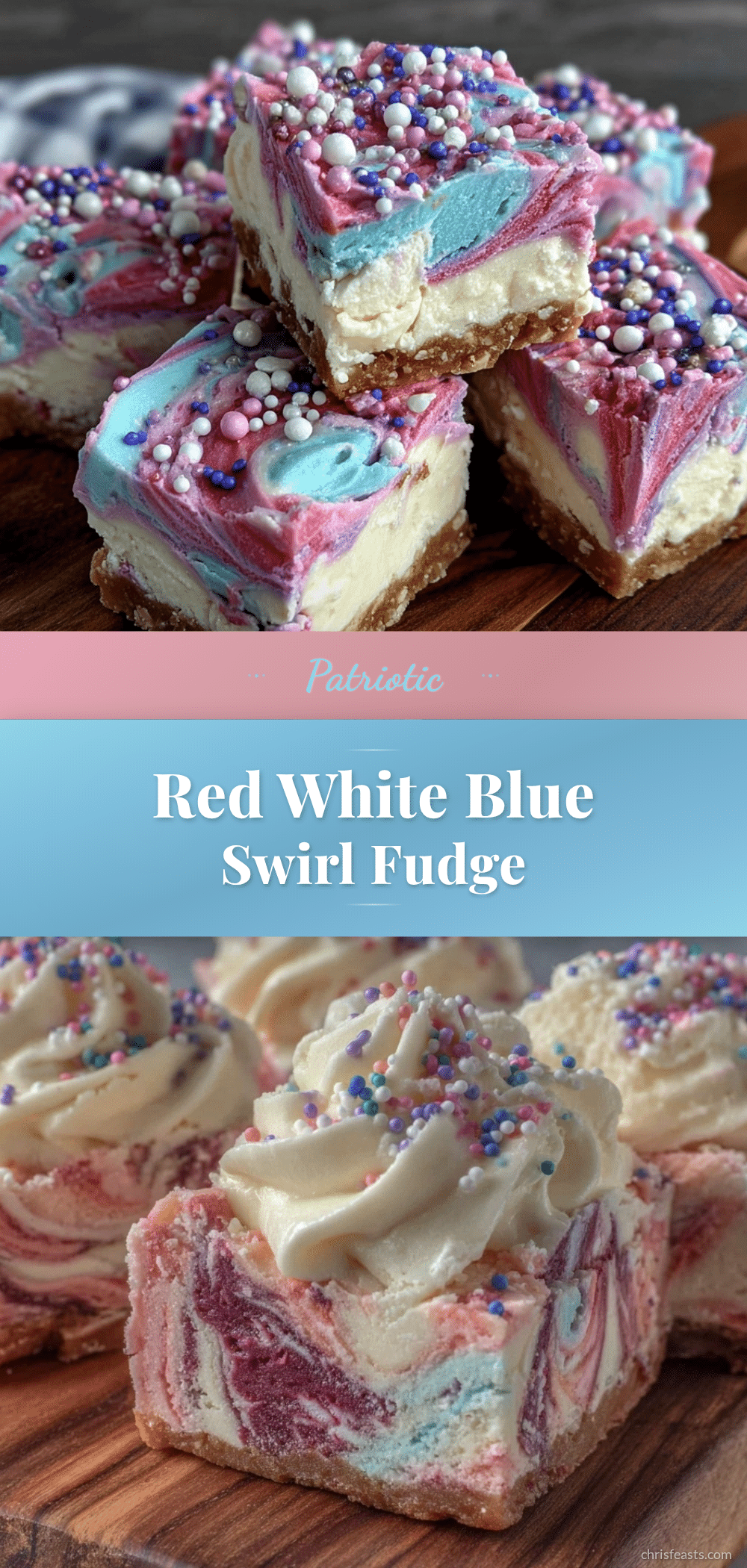 festive red white and blue cotton candy swirl fudge recipe
