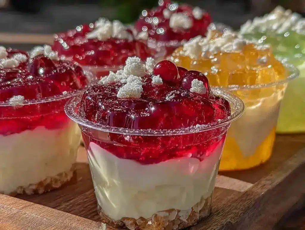 festive red white and blue jello shots - featured image